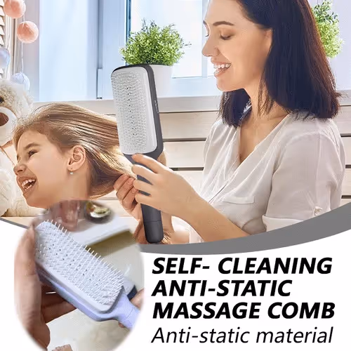 Self-Cleaning and Anti-Static Massage Comb